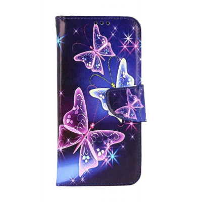 TopQ Pouzdro Xiaomi Redmi Note 7 knížkové Modré s motýlky 67738