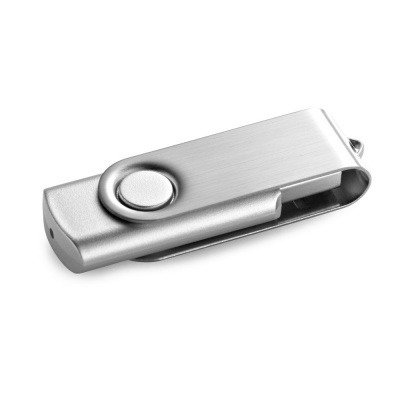 CLAUDIUS 4GB. 4 GB USB flash disk s kovovým klipem - Saténově stříbrná