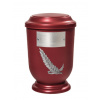 Pohřební Plastová urna na popel, oválné prohlé víčko, červená, štítek č. 52, 100 x 50, snítka