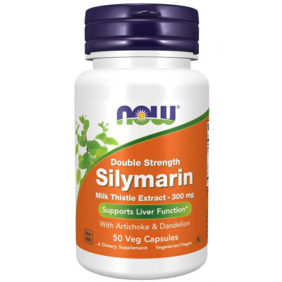 Now® Foods NOW Double Strength Silymarin milk thistle extract (extrakt z ostropestřce s artyčokem a pampeliškou), 300 mg, 50 rostlinných kapslí