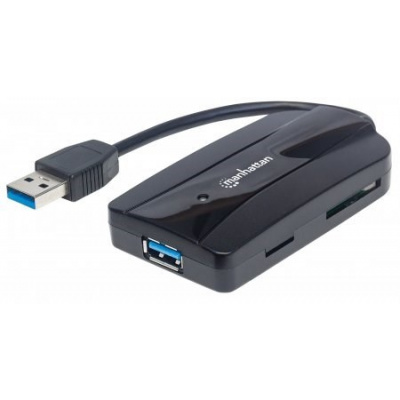 MANHATTAN SuperSpeed USB 3.0 Hub & čtečka karet, 3 porty