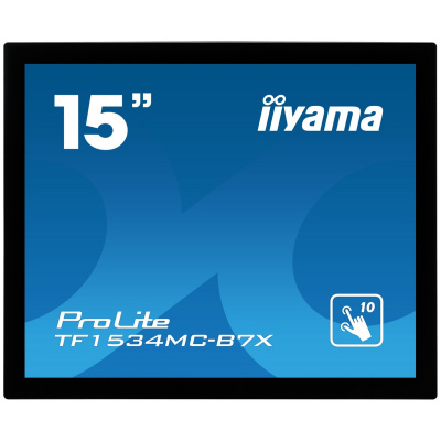 15\&quot; iiyama TF1534MC-B7X: TN, XGA, capacitive, 10P, 370cd,m2, VGA, DP, HDMI, IP65, černý (TF1534MC-B7X)