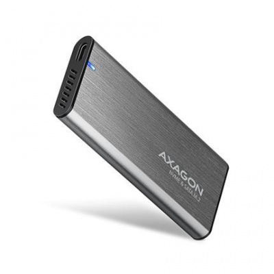 AXAGON EEM2-SG2, USB-C 3.2 Gen 2 - M.2 NVMe & SATA SSD kovový RAW box, bezšroubkový EEM2-SG2