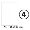 Etikety samolepící A4 105 x 148mm - 4ks - na archu