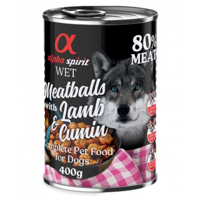 alpha spirit Dog Meatballs 6 × 400 g - jehněčí s kmínem