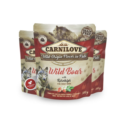 Carnilove Dog Pouch Paté Wild Boar with Rosehips 300 g