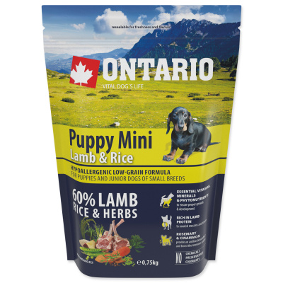 Ontario Puppy Mini Lamb & Rice 0,75kg