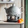 Konvička na čaj a kávu z porcelánu s ohřívačem BELLA FIORE TROJÚHELNÍKY 1 l