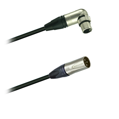 Mikrofon-kabel, symetrický, XLR- Neutrik NC3MXX - úhl. XLR- Neutrik NC3FRX - 0,5 m