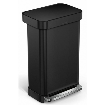 SIMPLEHUMAN Pedálový odpadkový koš Simplehuman – 45 l, matná černá ocel, kapsa na sáčky