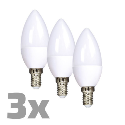ECOLUX WZ431-3, LED žárovka 3-pack, svíčka, 6W, E14, 3000K, 450lm, 3ks