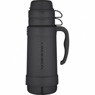 THERMOS Skleněná termoska se dvěma šálky - černá