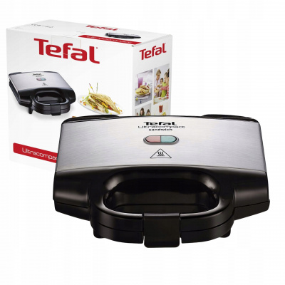 Sendvičovač Tefal Sendvičovač ULTRACOMPACT SM1552 ČERNO-STŘÍBRNÝ černý 700 W