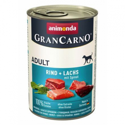 12ks Konzerva ANIMONDA Gran Carno hovězí + losos + špenát 400g