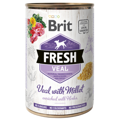 Brit Fresh Dog konzerva Veal with Millet 6x400g