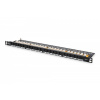 DIGITUS CAT 6 Patch Panel, unshielded,24-port RJ45 w. shutter, 8P8C, LSA, 0.5U, 19" rack mount, black (DN-91624U-SL-SH)