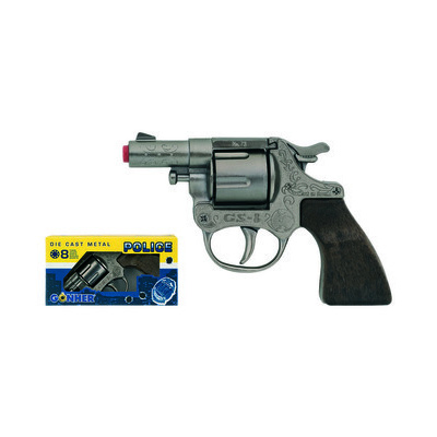 Alltoys Gonher - Policejní revolver kovový stříbrný kovový 8 ran