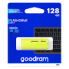Goodram USB flash disk, USB 2.0, 128GB, UME2, žlutý, UME2-1280Y0R11, USB A, s krytkou