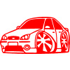 SAMOLEPKA Ford Mondeo karikatura levá (74 - Fluorescentní červená) NA AUTO, NÁLEPKA, FÓLIE, POLEP, TUNING, VÝROBA, TISK, ALZA