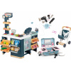 Set obchod elektronický smíšené zboží s chladničkou Maxi Market a kadeřnice Smoby s elektronickým vysoušečem vlasů a kufříků