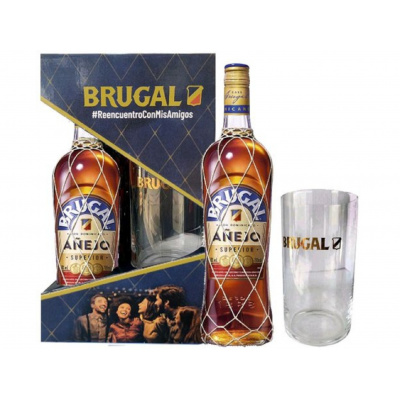 Brugal Añejo Superior se skleničkou 38% 0,7 l (kazeta)