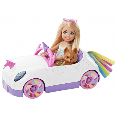 Mattel Barbie Chelsea a kabriolet s nálepkami, GXT41