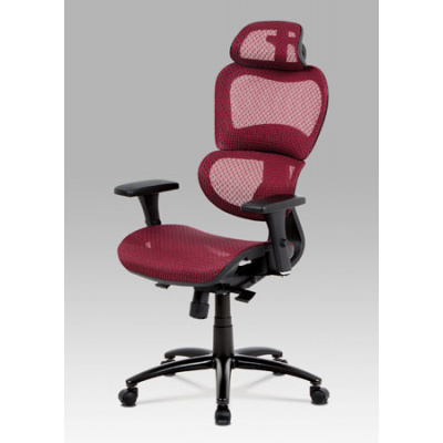Autronic - Kancelářská židle, synchronní mech., červená MESH, kovový kříž - KA-A188 RED