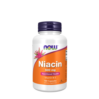 NOW Vitamin B3 Niacin kyselina nikotinová 500 mg x 100 kapslí