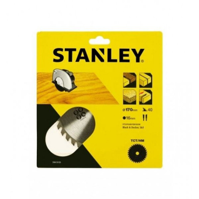 STANLEY Pilový kotouč s SK plátkem, 170 x 16,0 mm, 40 zubů, TCT, Stanley, STA13125