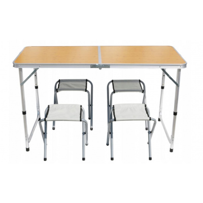 Bestent Kempingový stůl 120x60 cm a 4 židle Brown