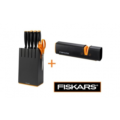 FISKARS blok 5 nožů Functional Form 1014190 + ostřič EDGE 978700