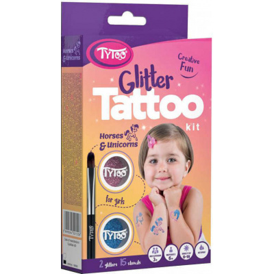 TyToo Dětské tetování Koníci a jednorožci 15 tetovaček pro holky se třpytkami - 93947
