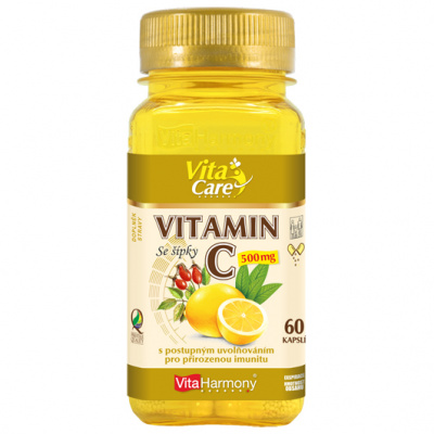 VitaHarmony® Vitamin C 500 mg se šípky s postupným uvolňováním - 60 cps.