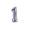 PartyDeco Fóliová číslice 1 stříbrná - nafukovací balónky