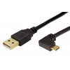 InLine USB 2.0 kabel USB A(M)-USB micro (M) lomený vpravo, 0,5m, černý, zlacené konektory