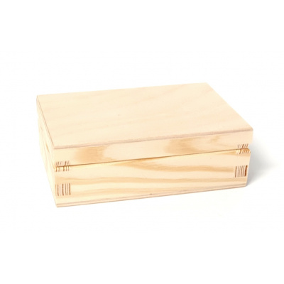 Dřevěná krabička s víkem nejen na šperky - 12,5 x 5,5 x 4 cm, přírodní