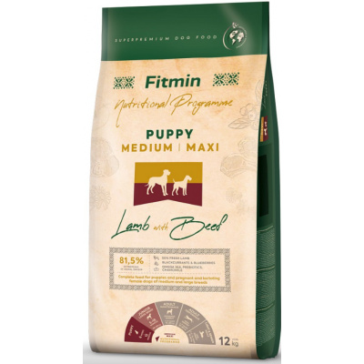 Fitmin Dog Lamb with Beef Medium/Maxi Puppy 12kg+DOPRAVA ZDARMA+1x masíčka Perrito! (AKČNÍ BONUS 150KČ + SLEVA PO REGISTRACI / PŘIHLÁŠENÍ ;))