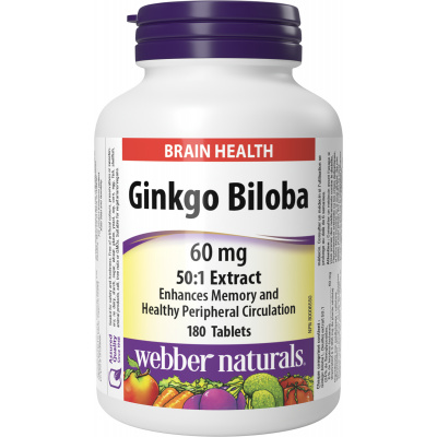 Webber Naturals Ginkgo Biloba 60 mg 180 tbl Webber Naturals