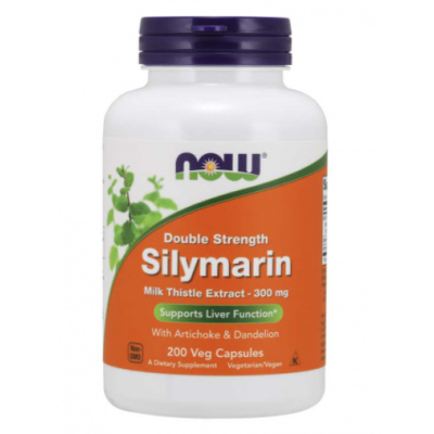 NOW Double Strength Silymarin milk thistle extract (extrakt z ostropestřce s artyčokem a pampeliškou), 300 mg, 200 rostlinných kapslí
