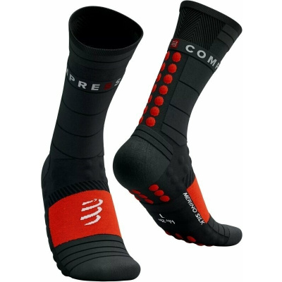 Compressport Pro Racing Socks Winter Run Black/High Risk Red T4 Běžecké ponožky