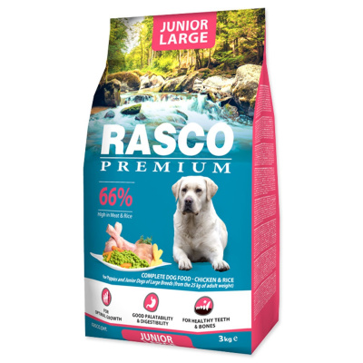 Krmivo Rasco Premium Junior Large kuře s rýží 3kg-KS