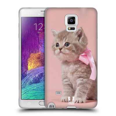 HEAD CASE silikonový obal na mobil Samsung Galaxy Note 4 (N910) vzor Kočičky koťata foto kotě s růžovou mašlí (Pouzdro gelové HEAD CASE na mobil Samsung Galaxy Note 4 (N910) vzor Kočičky koťata foto k