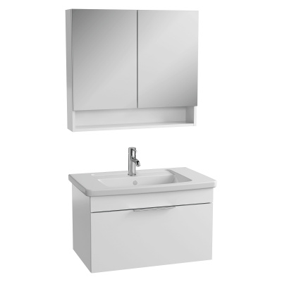 Vitra Koupelnová skříňka s umyvadlem a zrcadlem VitrA Mia 80x49x45 cm bílá lesk MIASET8049BG