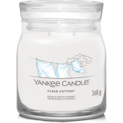 Yankee Candle vonná svíčka Signature ve skle střední Clean Cotton 368g Bílá