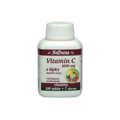 MedPharma Vitamin C 1000 mg s šípky, prodloužený účinek, 107 tobolek