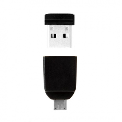 Verbatim USB flash disk, USB 2.0, 16GB, Nano, Store N Go, černý, 49821, USB A, s adaptérem USB Micro
