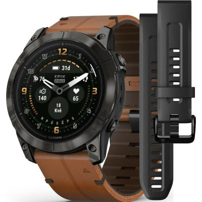 Garmin Epix™ Pro 51mm (Gen 2) Sapphire Edition Carbon Gray DLC Titanium / Chestnut Leather Band - 010-02804-30 + 5 let záruka, pojištění a dárek ZDARMA