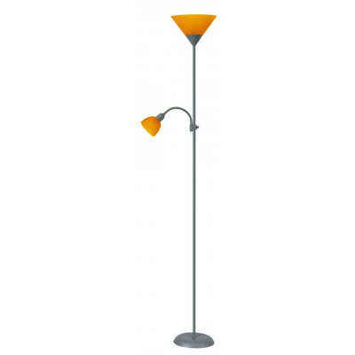 Stojací lampa RABALUX 4026 Action, 1xE14 max. 25W, 1xE27 max.100W, 2-ramenná, stříbrná, oranžová