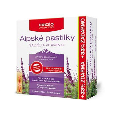 Cemio Alpské pastilky šalvěj a vitamin C pst.30+10