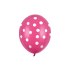 Balónky tmavě růžové s bílými puntíky 30 cm, 6 ks